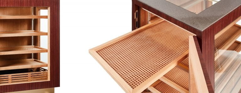 Gerber humidor pull out shelves of the cigar cabinet for cruisers