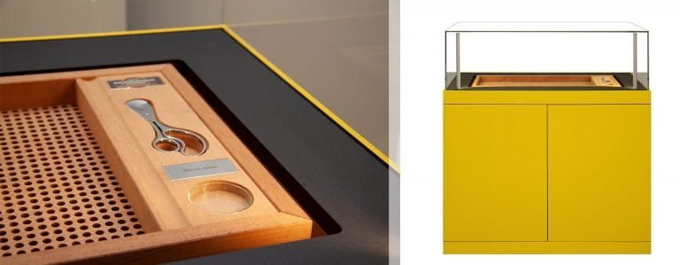 Gerber humidor in a shiny yellow color.