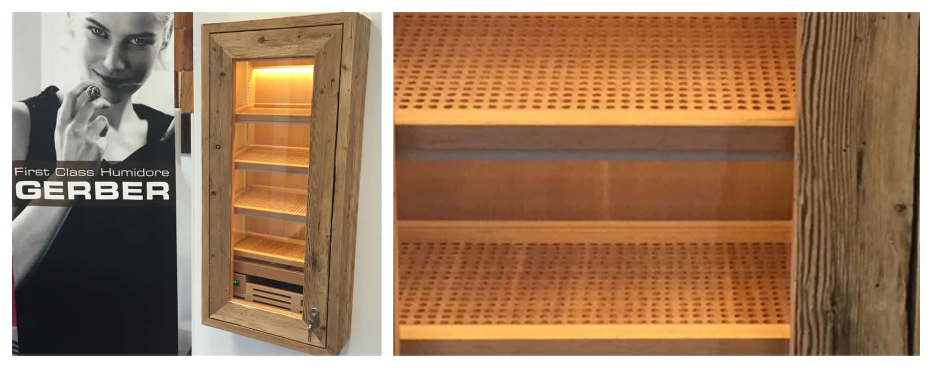 Humidor made of rough sawn wood with electronic humidifier » Gerber