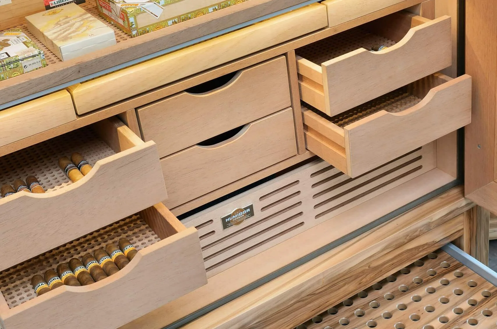 Spanish cedar cigar drawers for the best cigar storage in humidor and cigar cabinet