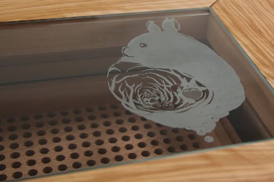 Glass lid engraving cube humidor cigar box