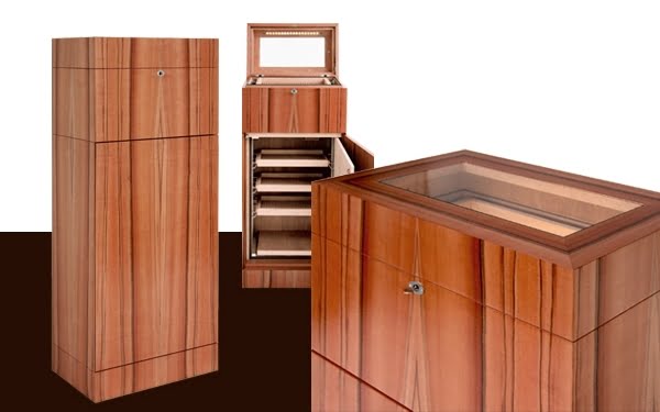 Gerber Cigar Humidor Monolith in Tineo veneer made for perfect cigar storage with controlled relative humidity.