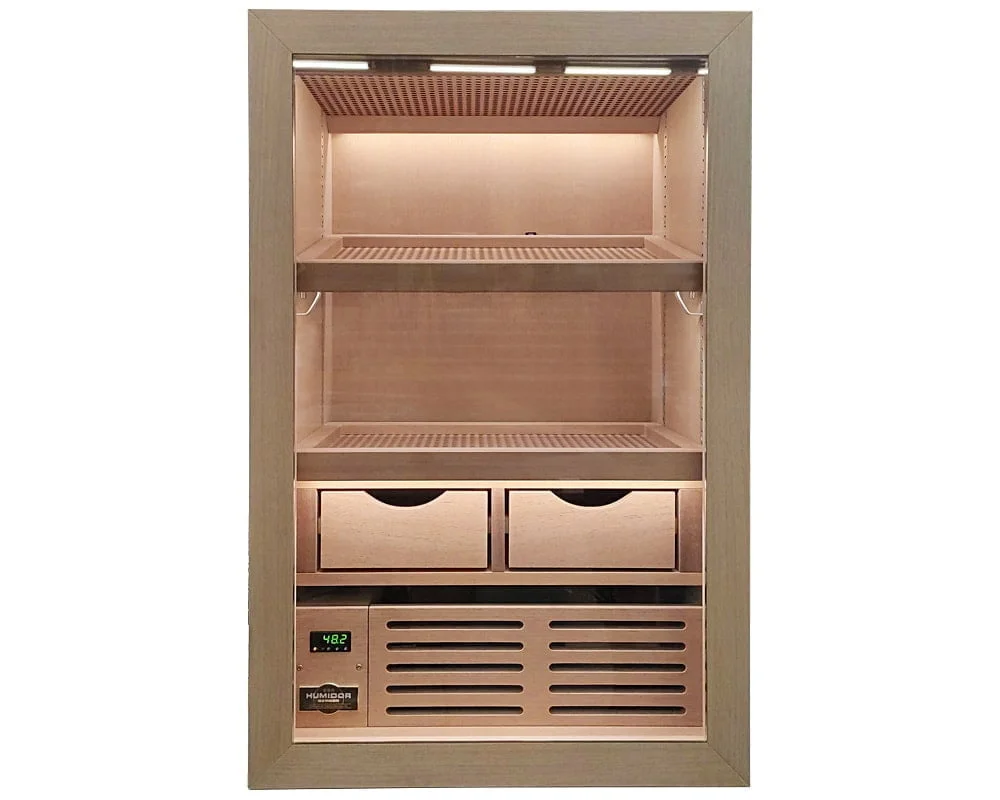 Humidors for installation in niches and shelves for best cigar storage quality from Germany relative humidity and Spanish cedar